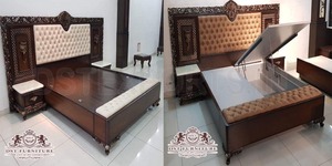 Ensemble de chambre à coucher en teck noir de style baroque européen, luxe intemporel, vente aux États-Unis - Product Image 4