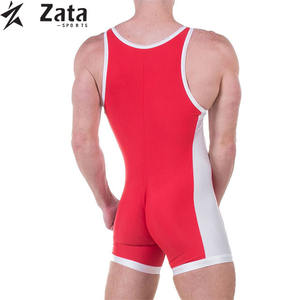 เสื้อกล้ามมวยปล้ำสไตล์ฟรีสไตล์สำหรับผู้ชายผ้ายืดติดโลโก้ด้านหน้าเลือกสีและขนาดได้ - Product Image 5