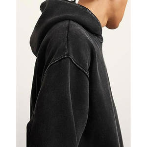 Vintage Oversize Heavy Cotton Fleece 80/20 French Terry Custom Pullover Acid Wash Distressed No <b>String</b> Hoodie Winter - Product Image 3