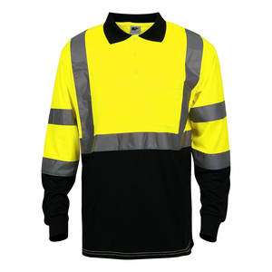 Polo de alta visibilidad de poliéster transpirable Polo de seguridad de malla de refrigeración de manga larga y corta con función térmica y bolsillo - Product Image 5