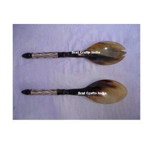 Juego de Cubiertos de Cuerno de la Mejor Calidad, Servidor de Ensaladas con Afilador, Utensilios de Cocina de Cuerno de Alta Calidad, Servidor de Ensaladas de Cuerno - Product Image 4