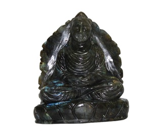 Venta al por mayor estatua de Buda escultura estatuilla hecha de piedra preciosa labradorita impermeable personalizable artesanía religiosa de la India - Product Image 2