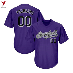 Maillot de baseball bleu de qualité supérieure à prix d'usine maillots de baseball d'équipe à manches courtes et col en V avec logo - Product Image 6
