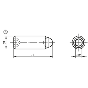 Vis à billes K0382 M10x1 sans tête, en acier, avec plongeur fileté noir pour composant de roulement à billes - Product Image 3