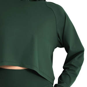 เสื้อฮู้ดครอปผู้หญิงทรงเข้ารูป แขนยาว พิมพ์โลโก้ตามสั่ง คุณภาพสูง สำหรับผู้ใหญ่ - Product Image 6