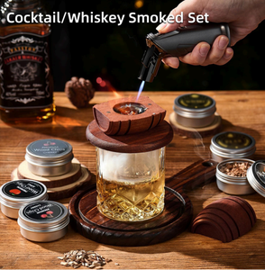 Kit Classico in Legno per Affumicatura e Infusione di Bevande, per Whisky e Cocktail Torcia Portatile con Coperchio Superiore per Trucioli di Legno Set di Utensili da Bar per Casa - Product Image 2