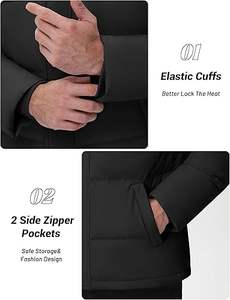 Abrigo de invierno con aislamiento impermeable para hombre Cotrasen Logo bordado Patrón sólido Chaqueta de lona cálida con cremallera y logotipo frontal - Product Image 5