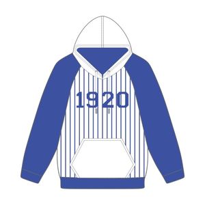 Founding Year 1920 Zeta Phi Beta White Body <b>Blue</b> Raglan Pinstripes Pullover <b>Hoodie</b> Sorority Apparel Custom Divine Nine HBCU - Product Image 2