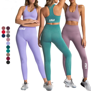 Ensemble de sport et de yoga pour femmes, taille plus, couleur unie, logo personnalisé, écologique, vêtements de sport 2 pièces - Product Image 3