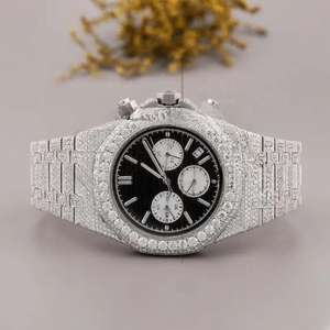 นาฬิกาฮิปฮอปเพชร VVS Moissanite ตามสั่งการเคลื่อนไหวอัตโนมัติทำด้วยมือสายสแตนเลสสำหรับผู้ชาย - Product Image 2