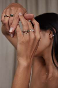 แหวนไพลินสีน้ำเงินธรรมชาติขนาดกลาง14K สีเหลืองทอง0.28ctw เจ้าหญิงตัดแซฟไฟร์เครื่องประดับผู้หญิงวินเทจ - Product Image 3