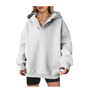 เสื้อฮู้ดพิมพ์ลายแขนยาวผ้าคอตตอนสำหรับผู้หญิงโอเวอร์ไซส์ไหล่ตก100% - Product Image 2