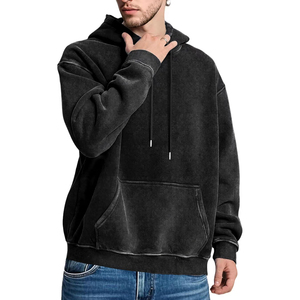 High Quality Cotton Terry Oversize Hoodie Streetwear <b>Thick</b> <b>Fleece</b> Drop Shoulder Plain Blank Custom basics Hoodie - Product Image 2