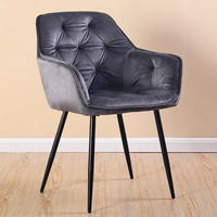 Nordique moderne luxe métal vert doux salon salle à manger fauteuil rembourré tissu tufté velours chaise de salle à manger pour Restaurant