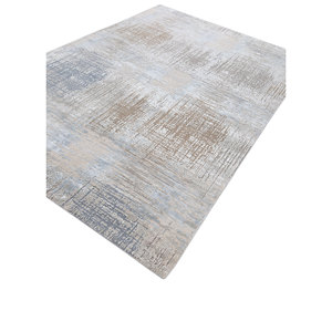 Uvenuti Beige & <b>Brown</b> Hand Knotted <b>Wool</b> & Bamboo Silk Rug Abstract Pattern for Home Use-Jaipur Rugs ZA (1532) - Product Image 2