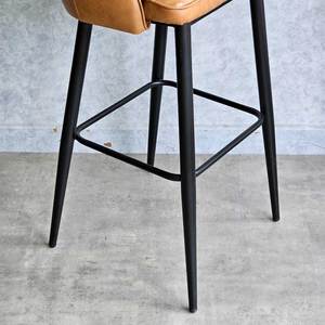 GBSK008 Contemporary Bar <b>Stool</b> with Iron Legs and Faux Leather <b>Cushion</b> for Farmhouse Kitchen Club Home Bar Made of PU Metal - Product Image 4