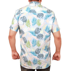 Camisa de playa de patrón sólido recién llegada para hombre con cuello alto, tela transpirable de poliéster/algodón, diseño de logotipo personalizado - Product Image 2