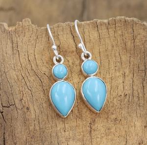 High Quality 925 Sterling Silver Handmade <b>Drop</b> <b>Earrings</b> with Turquoise Gemstone <b>Fashion</b> Jewelry - Product Image 5