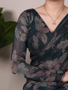 Venta caliente Lurex Brasso con viscosa floral Brasso Saree Fabricante y proveedor de Surat EN EL Rtae más bajo - Product Image 5