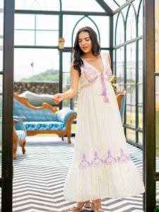 Boho White <b>Maxi</b> <b>Dress</b> <b>with</b> Purple Embroidery Cotton <b>Summer</b> <b>Dress</b> Women Resort Holiday Outfit Boho White <b>Maxi</b> <b>Dress</b> <b>with</b> Boho - Product Image 2