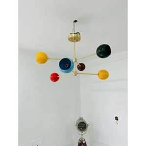 Lustre Sputnik à 6 bras avec abat-jour multicolores et volets - Product Image 4