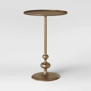 Mesa auxiliar de hierro dorado con estante de malla y base fuerte ideal para uso práctico en sala de estar Oficina o rincón de lectura - Product Image 1