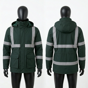 Chaqueta de Seguridad para Hombre, 330 GSM, Resistente, de Poliéster y Algodón, Color Granate, Panel Reflectante de Seguridad, con Capucha y Logotipo Bordado - Product Image 4