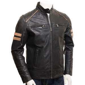 2025 Customizable Casual Men's High Quality Windproof Leather Jacket Zipper Closure <b>Stand</b> Cotton <b>Lined</b> Winter Outdoor Wear - Product Image 4