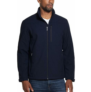 Veste softshell respirante personnalisée pour hommes pour le sport imperméable en plein air camping style décontracté fermeture éclair solide non tissé pour le printemps - Product Image 1