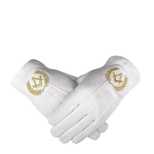 Gants maçonniques personnalisés taille libre gants maçonniques en coton blanc fait logo maçonnique en métal pour gants - Product Image 1