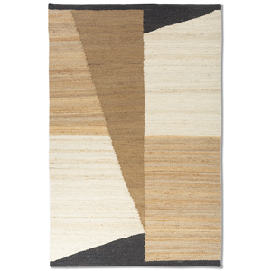 Tapis en jute et chanvre à motif abstrait Nomadic Threads, tissage plat, couleur ivoire, rectangulaire, pour couloir, décoration de la maison, salons, chambres - PDJT-736 - Product Image 1