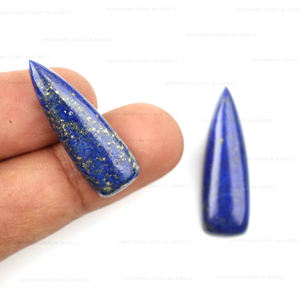 Alta calidad 10x30mm Natural azul lapislázuli cabujón largo trillón parte posterior plana calibrado cuarzo suelto para la fabricación de joyas - Product Image 5