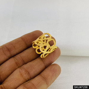 Gold Plated Hammered Statement Adjustable Stylish <b>Ring</b> SKU7258 <b>for</b> <b>Girls</b> and Women - Product Image 3