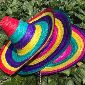 Chapeaux de paille mexicains colorés avec bords à large bord en gros, parfaits pour les fournitures de fête, les décorations d'Halloween et les idées de cadeaux amusants - Product Image 6