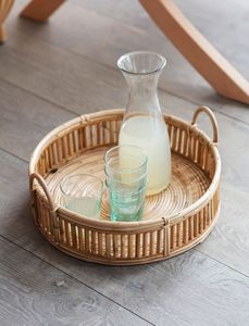 Bandeja de servicio de ratán hecha a mano para decoración del hogar de diseño único moderno o bandeja de caña o bambú a un precio razonable - Product Image 5