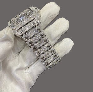 Reloj de Pulsera Personalizado para Hombre, Cuadrado, con Movimiento Japonés, Cristal de Zafiro, Acero Inoxidable, Diamantes de Imitación VVS Moissanite, 40 mm - Product Image 3