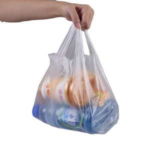 Vente en gros HANPAK HP003 Sacs de transport recyclables en plastique à gousset latéral Matériau personnalisé en polyéthylène HDPE/LDPE avec poignée singulet - Product Image 2