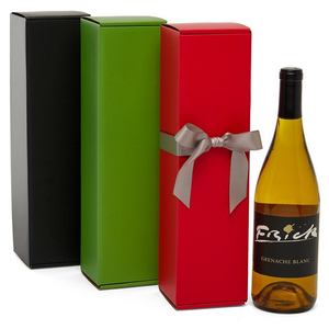 1-Bottle Matte Colored Corrugated Board Wine <b>Boxes</b> with Glossy and Matt Lamination Embossing Paper Tray Accessory - Product Image 3