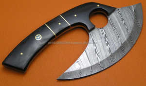 Cortador de Pizza de Damasco multiusos Tang completo tradicional hacha para picar carne cuchillo de utilidad con Funda de cuero - Product Image 4