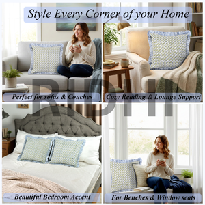 Funda de Cojín de Algodón con Estampado Floral Cuadrado Harmony, con Cierre de Cremallera, Extraíble, Lavable, Decoración de Lujo - Product Image 6