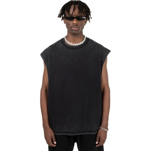 Débardeur homme été personnalisé de haute qualité, 100% coton, sans manches, effet délavé, vêtement de sport tricoté pour homme. - Product Image 5