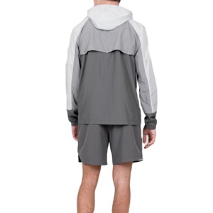 Ensemble de survêtement d'hiver en nylon léger respirant à fermeture éclair cousue sur mesure pour hommes Coupe ample Coupe-vent Ensemble court Deux pièces Taille haute - Product Image 5
