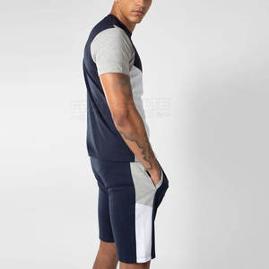Ensemble t-shirt et short en coton pour hommes de style simple bas actif décontracté avec cordon de serrage - Product Image 6