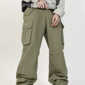 Pantalones Cargo personalizados para hombre, pantalones holgados de sarga de algodón con múltiples bolsillos, ropa de calle de pierna recta, pantalones utilitarios informales, ropa de trabajo al por mayor - Product Image 3