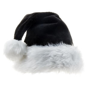Chapeaux de Noël personnalisés épais en peluche noir Père Noël de haute qualité pas cher Chapeaux de Père Noël chapeau de Père Noël - Product Image 4