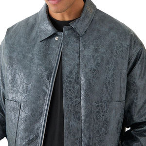 Blouson d'hiver respirant et chauffant pour homme, style américain, en cuir de vachette ciré bordeaux, style motard, col montant, personnalisable - Product Image 5