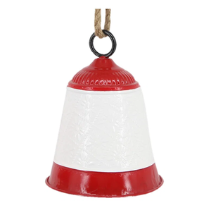 Cloches de Noël décoratives en laiton AK blanc et rouge fini ensemble de 2 avec corde cloches attrayantes pour décor de Noël/décor à la maison - Product Image 2