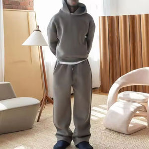 OEM de alta calidad de algodón Streetwear en blanco Sweatsuit Heavyweight Boxy chándales de gran tamaño personalizado pantalones de chándal y Sudadera con capucha Set Hombres - Product Image 1