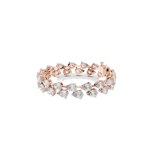 Bracelet tennis double rangée en diamants de laboratoire 26,52 CT, taille poire et taille ronde, or 10KT, 14KT, 18KT et argent 925, rose, jaune, blanc - Product Image 5