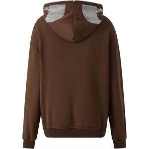 เสื้อฮู้ดดี้ฤดูหนาวแบบยูนิเซ็กซ์ OEM สั่งทำพิเศษ ผ้าฝ้าย 100% พร้อมซิปปักลายเพชร ดีไซน์ทันสมัย สวมใส่สบาย ผ้าฟลีซ - Product Image 6